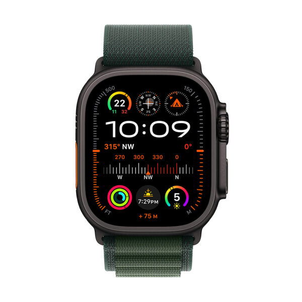 Apple Watch Ultra 2 49 mm Titanio Negro Alpine Loop Verde Oscuro (Medium)