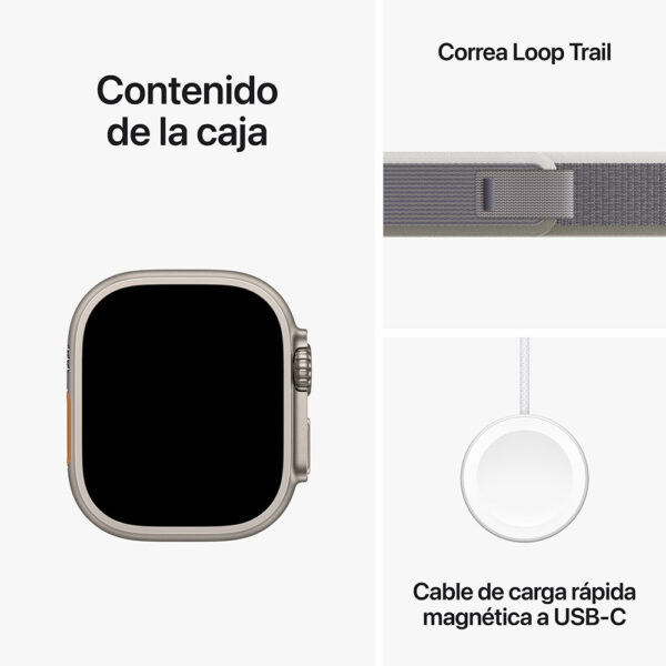Apple Watch Ultra 2 49 mm Titanio Trail Loop Verde/Gris (S/M)